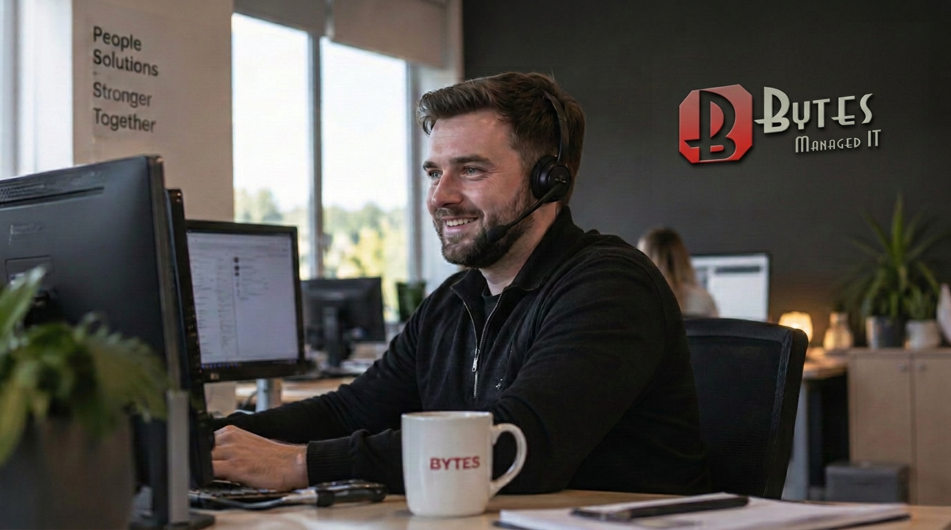 Bytes support engineer helping a client on a call